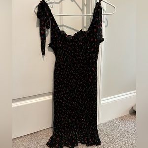 Black mini dress with rose design